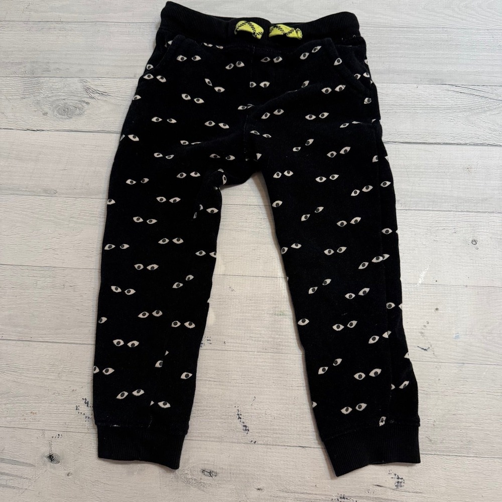Gymboree kids black holloween joggers with eyes‎ 2T
